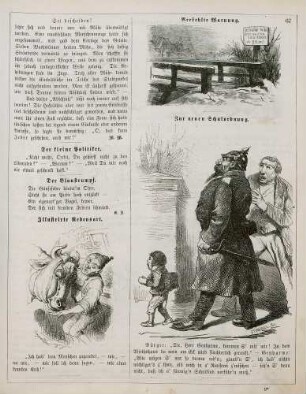 "Illustrirte Redensart" "Verfehlte Warnehmung" "Zur neuen Schulordnung"