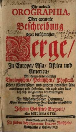 Die curieuse Orographia