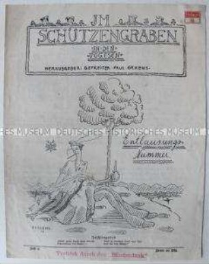 Hektografierte Kriegszeitung von der Front in den Vogesen ("Entlausungnummer")