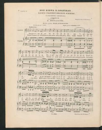 Non giova il sospirar : canzonetta veneziana / composta de G. Donizetti