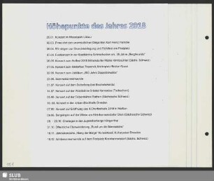 Höhepunkte des Jahres 2018