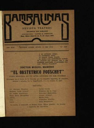 El obstetrico Fouschet : pieza realista en una acto, dividido en dos cuadros