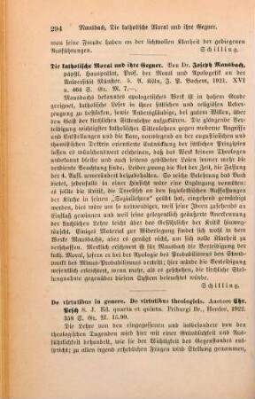 294 [Rezension] Mausbach, Joseph, Die katholische Moral und ihre Gegner