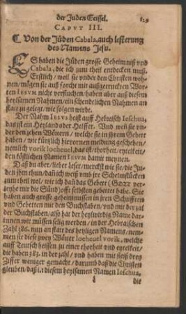 Caput III. Von der Jüden Cabala ...