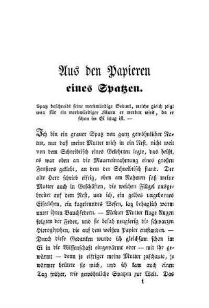 Aus den Papieren eines Spatzen