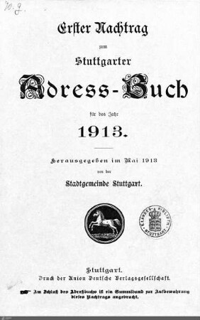 1913,1 - Nachtrag: Stuttgarter Adressbücher / Nachtrag, 1913, Bd. 1