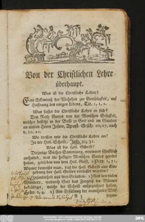 Von der Christlichen Lehre überhaupt.