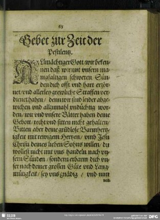 Gebet zur Zeit der Pestilentz