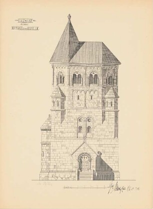 Romanische Kapelle: Ansicht (aus: Drucke von Seminararbeiten der Königlich Technischen Hochschule Berlin, Bd. III)