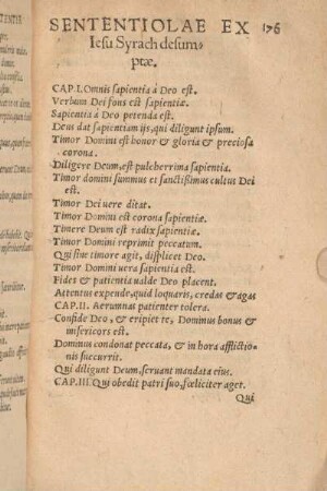 Sententiolae Ex Iesu Syrach desumptae.