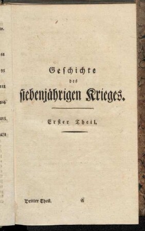 Geschichte des siebenjährigen Krieges. Erster Theil