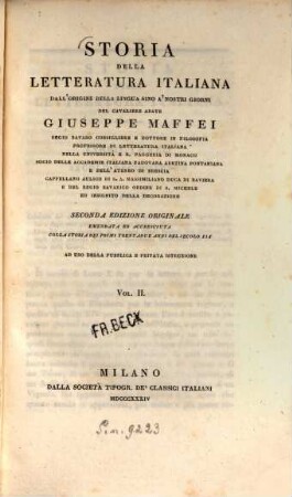 Storia della letteratura italiana dall'origine della lingua sino a'nostri giorni : ad uso della pubblica e privata istruzione, 2