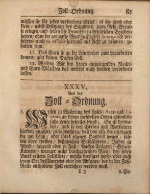XXXV. Aus der Zoll-Ordnung.