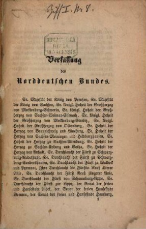 Verfassung des Norddeutschen Bundes