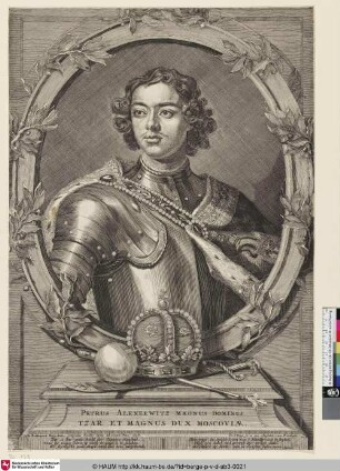 PETRUS ALEXEEWITZ MAGNUS DOMINUS TZAR ET MAGNUS DUX MOSCOVIAE [Porträt des Zaren Peter I.; Russie, Peter I, Alexiovitz, Czar]