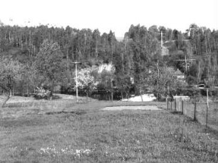 Freiberg. Uferlandschaft an der Mulde. Blick gegen das Wehr
