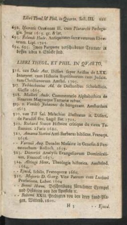 Libri Theol. Et Phil. In Quarto