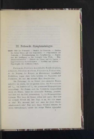 III. Fettsucht (Symptomatologie).