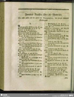 Zweytes Register über die Materien