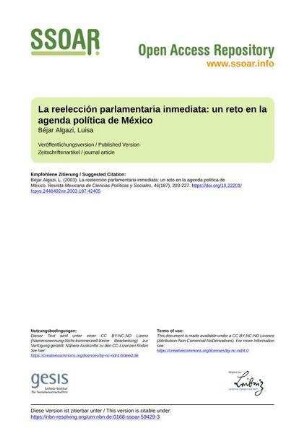 La reelección parlamentaria inmediata: un reto en la agenda política de México