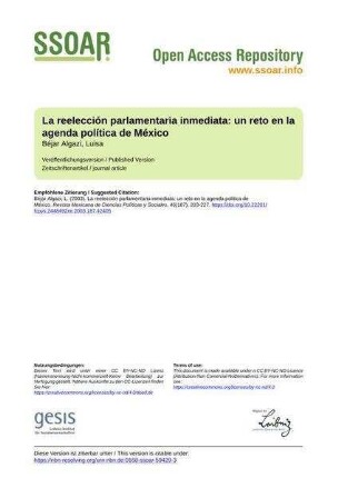 La reelección parlamentaria inmediata: un reto en la agenda política de México