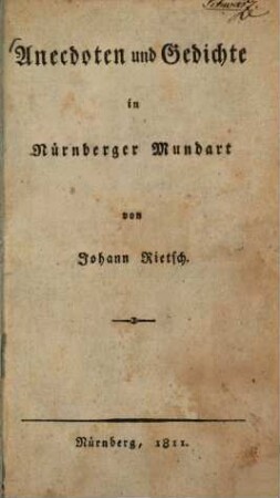 Anecdoten und Gedichte in Nürnberger Mundart