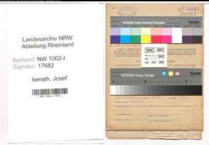 Entnazifizierung Josef Iserath, geb. 12.08.1902 (Mechaniker)