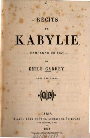 Récits de Kabylie-campagne de 1857