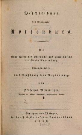 Beschreibung des Oberamts Rottenburg : mit einer Karte des Oberamts und einer Ansicht der Stadt Rottenburg