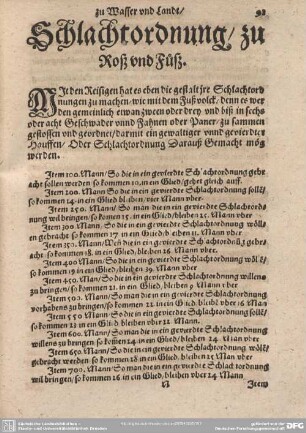 Schlachtordnung/ zu Roß und Fuß.