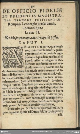 Liber II. De his, in quorum aedes irruperit pestis