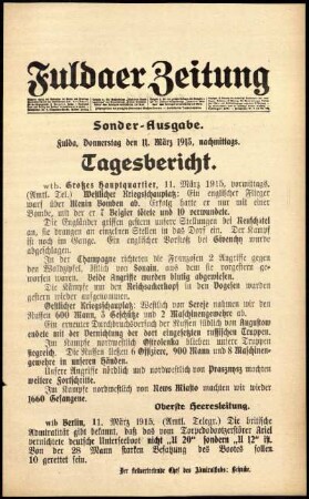 Ausgabe vom Donnerstag, den 11. März 1915.