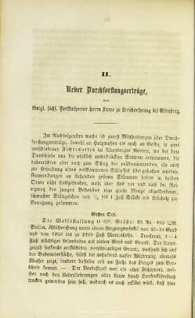 II. Ueber Durchforstungserträge, : vom königl. sächs. Forstinspector Herrn Kunze zu Hirschensprung bei Altenberg.