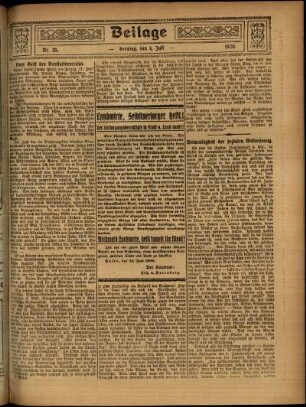 Zweite Ausgabe vom Sonntag, den 04. Juli 1920.