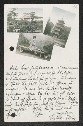 Brief von Julie Elias an Margarete Hauptmann