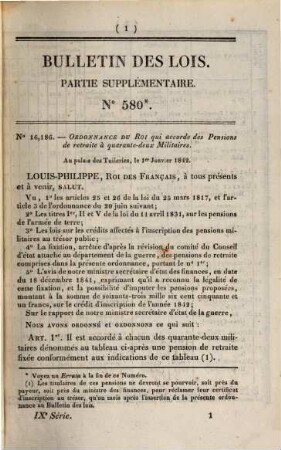 Bulletin des lois de la République Française. Partie supplémentaire. 21. 1842 = No. 580 - 611