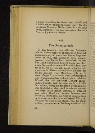 XIII. Die Äquatortaufe