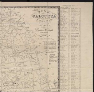 Plan of Calcutta : shewing the latest improvements as existing in 1854 ; with part of the environs