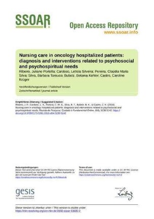 Nursing care in oncology hospitalized patients: diagnosis and interventions related to psychosocial and psychospiritual needs