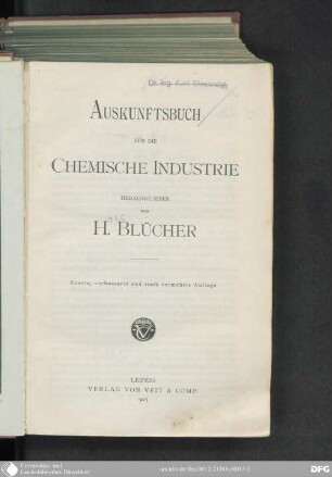 Auskunftsbuch für die chemische Industrie