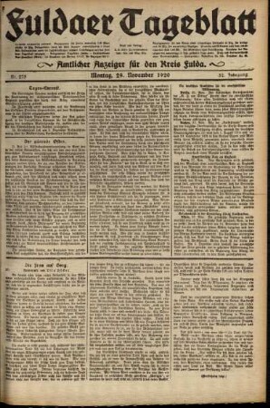 Ausgabe vom Montag, den 29. November 1920.