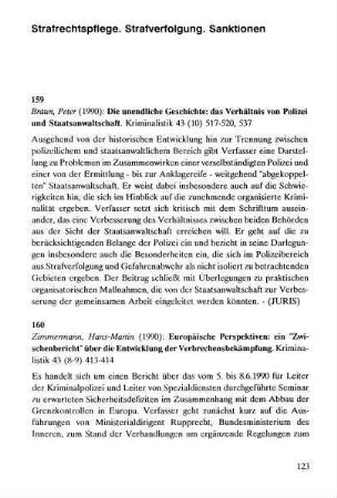 123-188, Strafrechtspflege. Strafverfolgung. Sanktionen