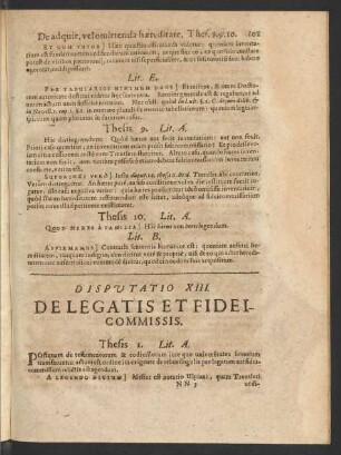 Disputatio XIII. De Legatis Et Fideicommissis