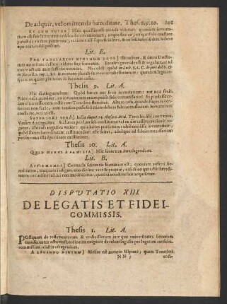 Disputatio XIII. De Legatis Et Fideicommissis