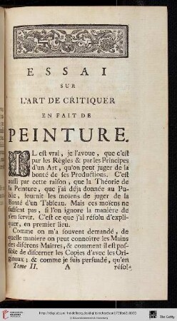 Essai sur l’art de critiquer en fait de peinture