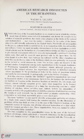American Research Institutes in the humanities