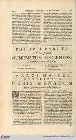 Philippi Parutae Archetyporum numismatum Menaenior