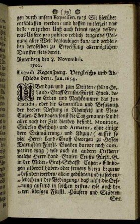 Extract Regenspurg. - Extract Haubt-Abschieds de Anno 1627.