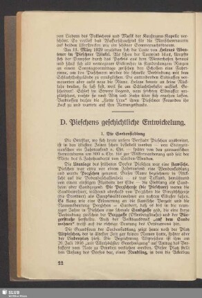D. Pieschens geschichtliche Entwickelung
