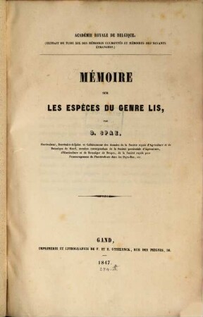 Mémoire sur les espéces du genre lis